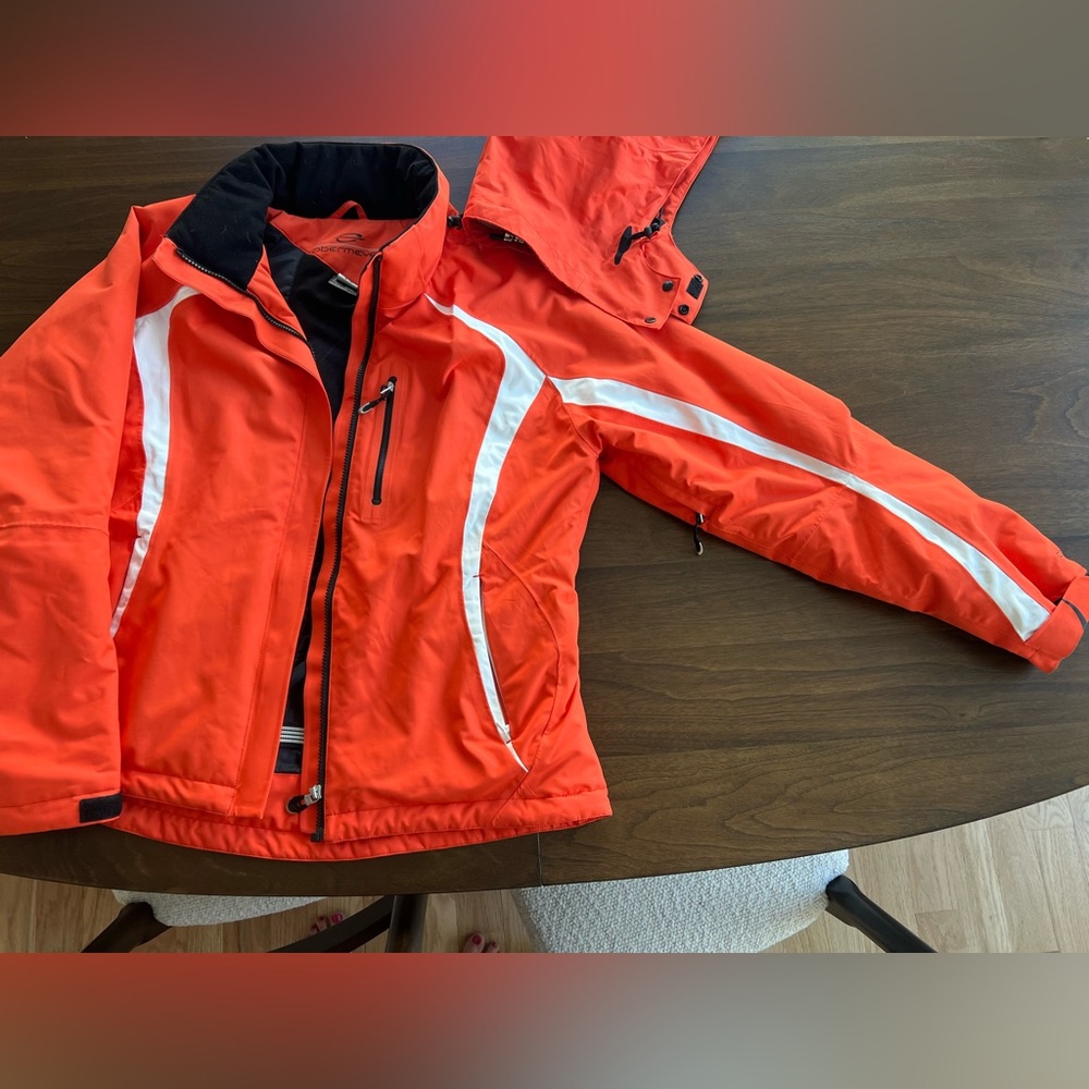 Bright Ski Orange Jacket with White Stripes